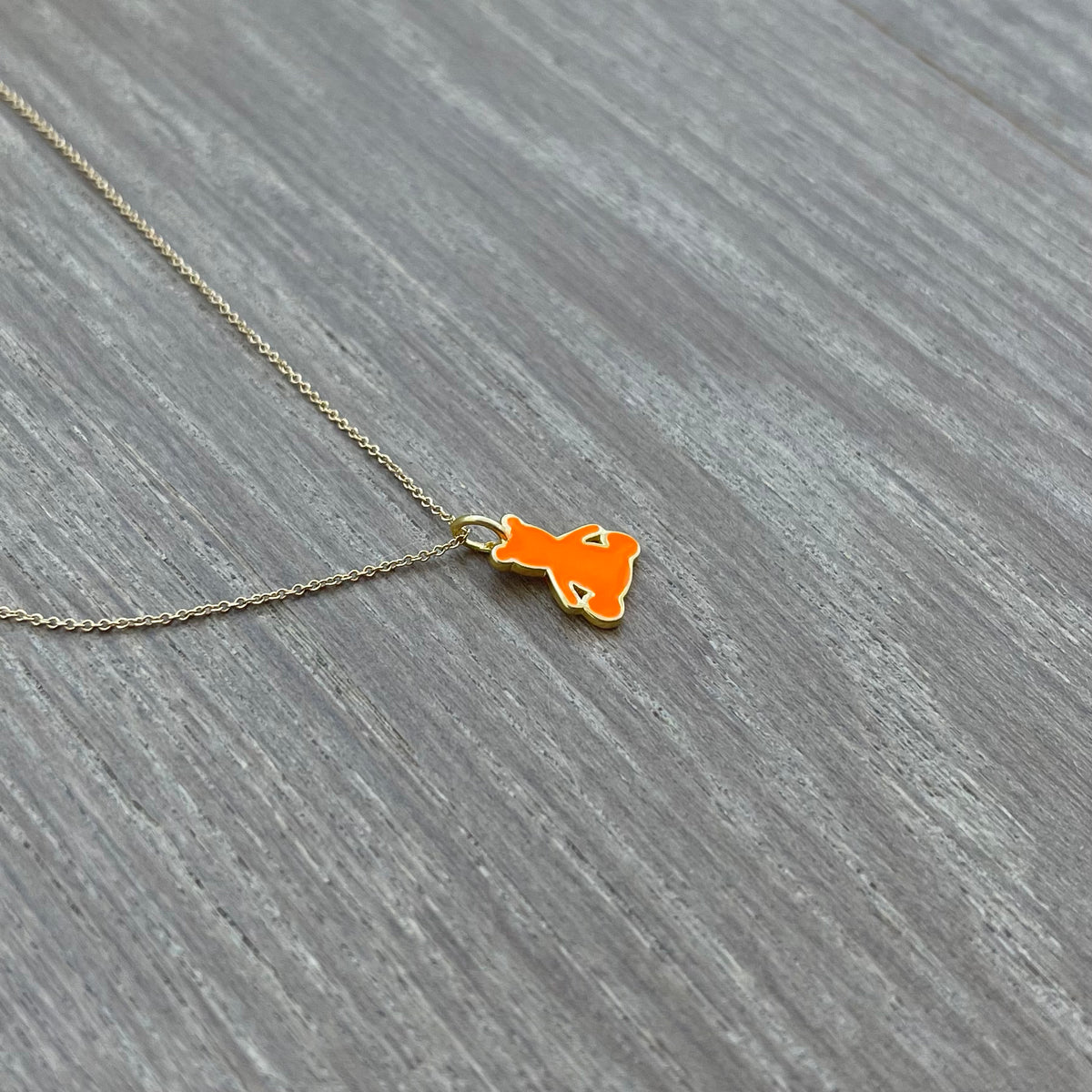 Neon Orange Gold Teddy Bear Pendant with Necklace | K by Krystyna