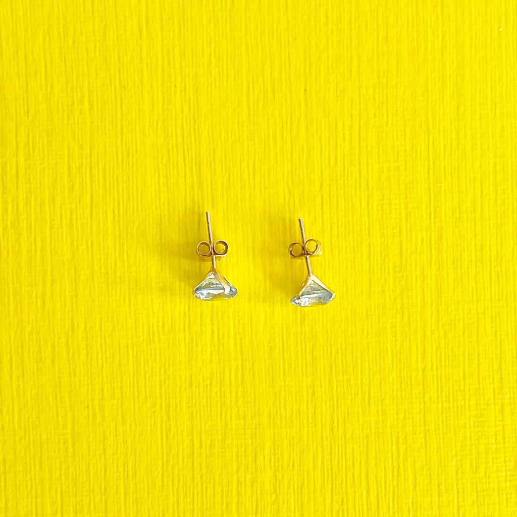 Aquamarine Stud Earrings: March Birthstone 14k Gold Jewelry