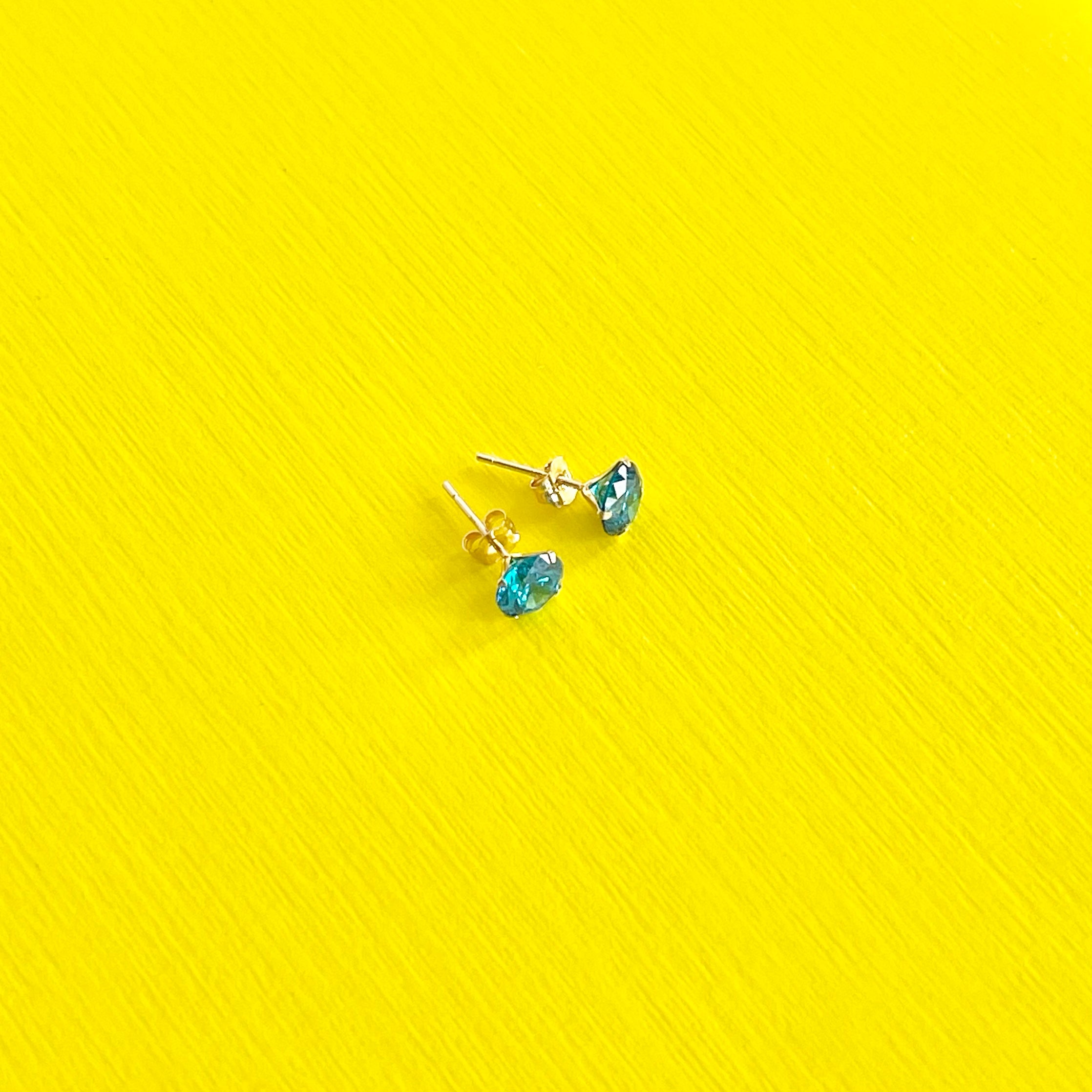 Blue Topaz Stud Earrings: December Birthstone 14k Gold Jewelry