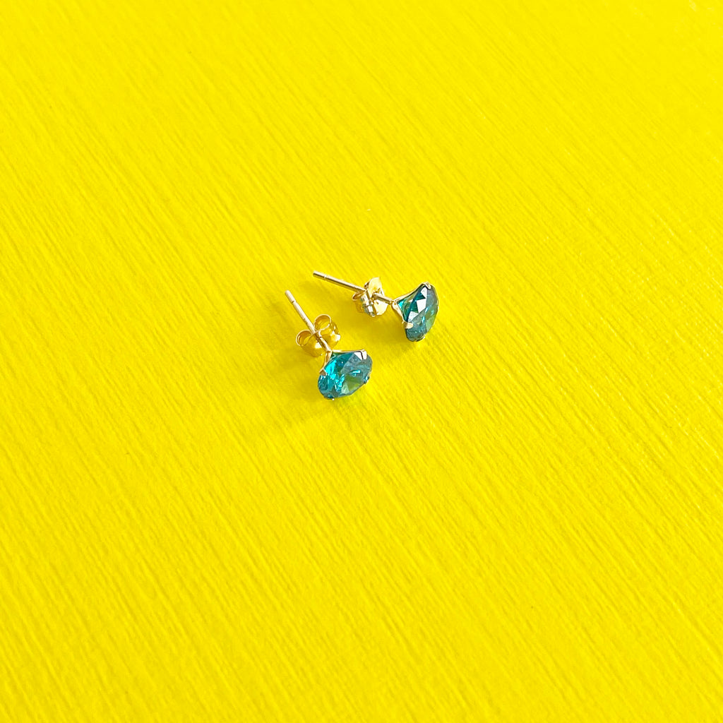 Blue Topaz Stud Earrings: December Birthstone 14k Gold Jewelry