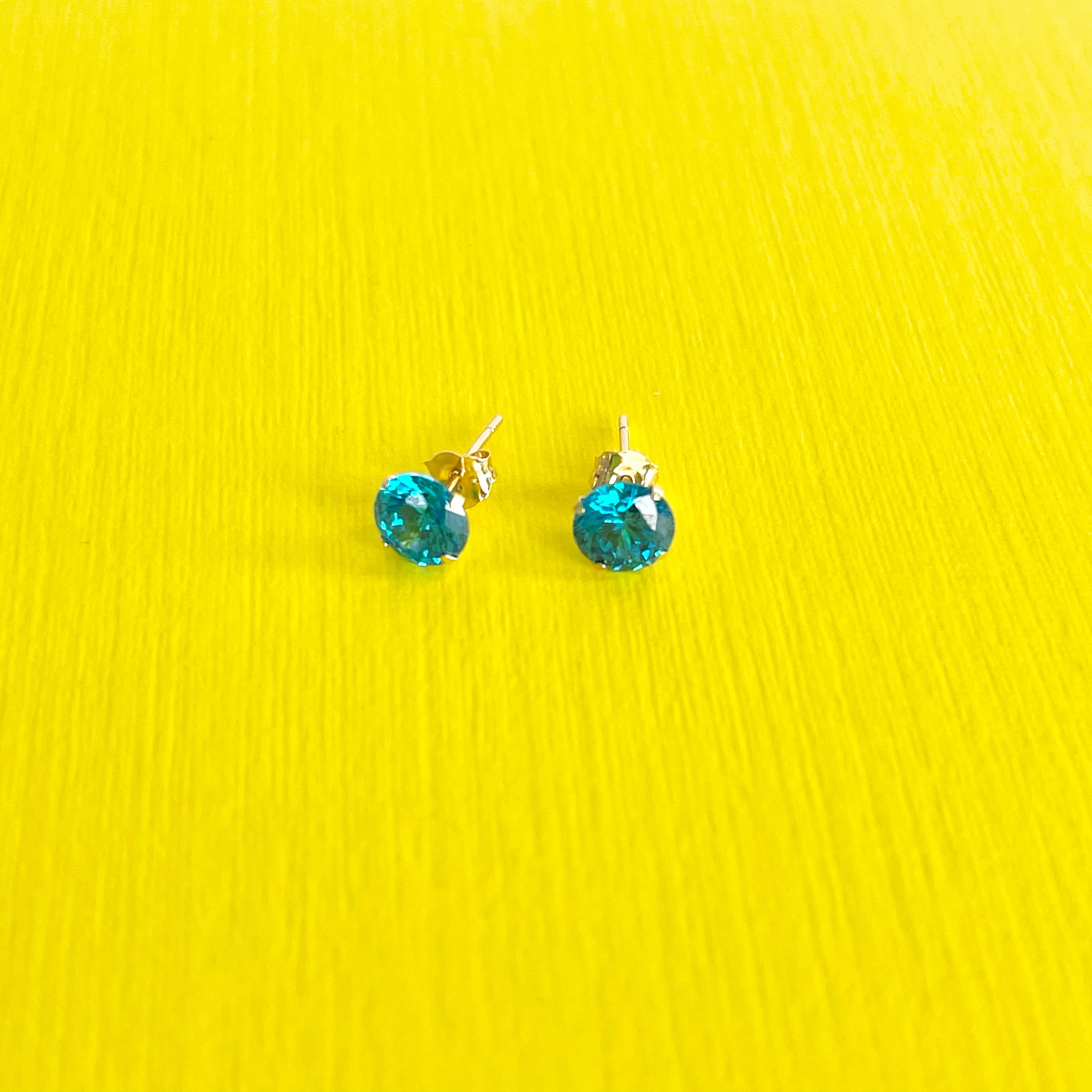 Blue Topaz Stud Earrings: December Birthstone 14k Gold Jewelry