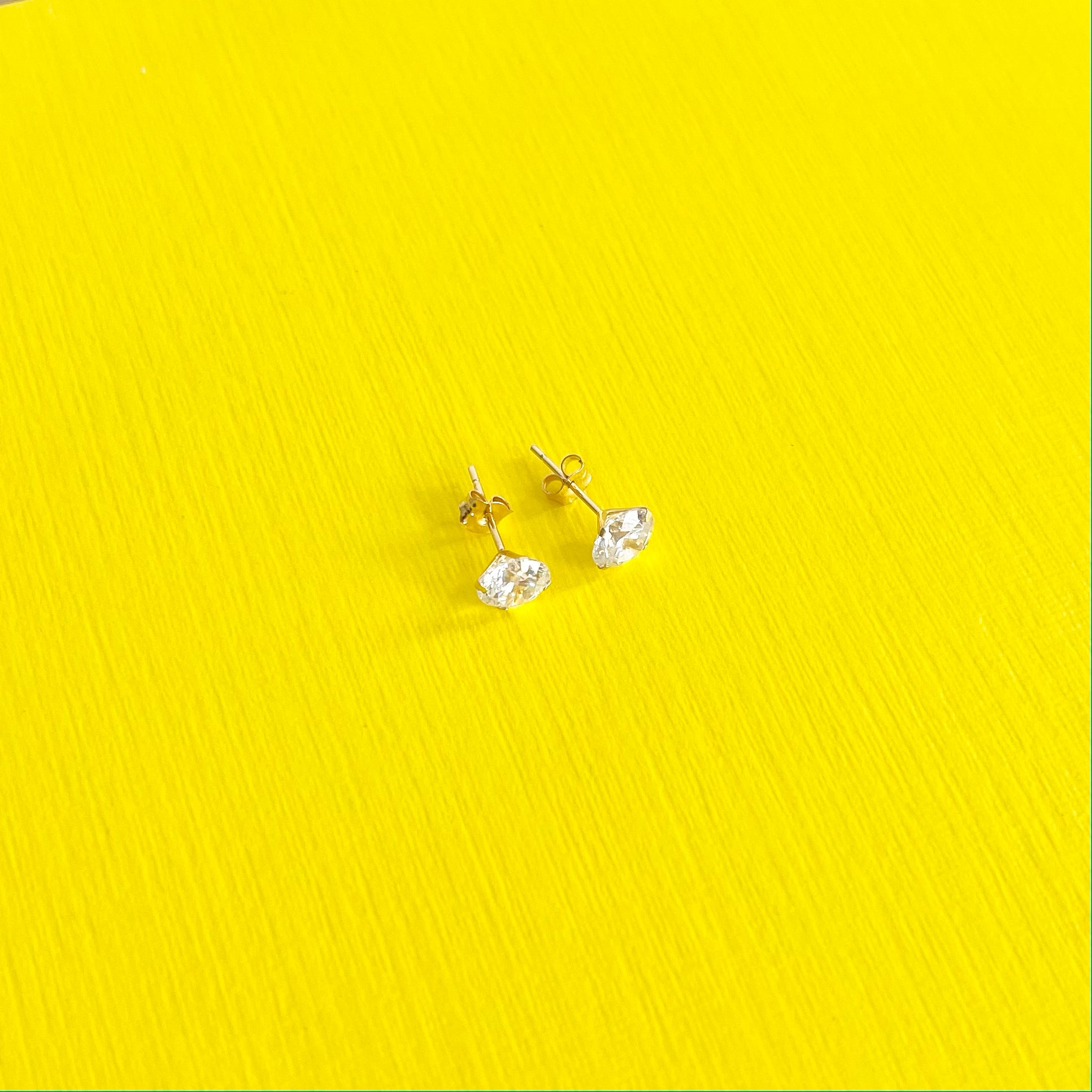 Crystal Stud Earrings: April Birthstone 14k Gold Jewelry