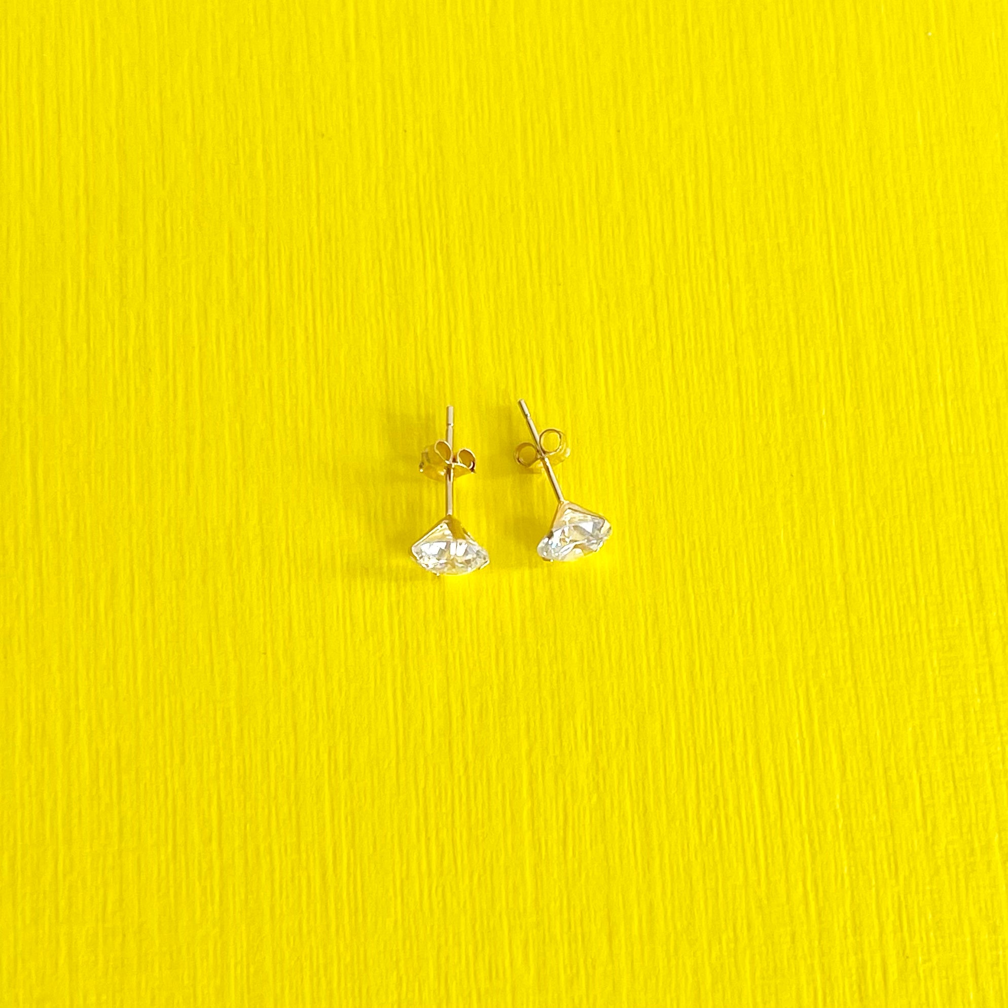 Crystal Stud Earrings: April Birthstone 14k Gold Jewelry