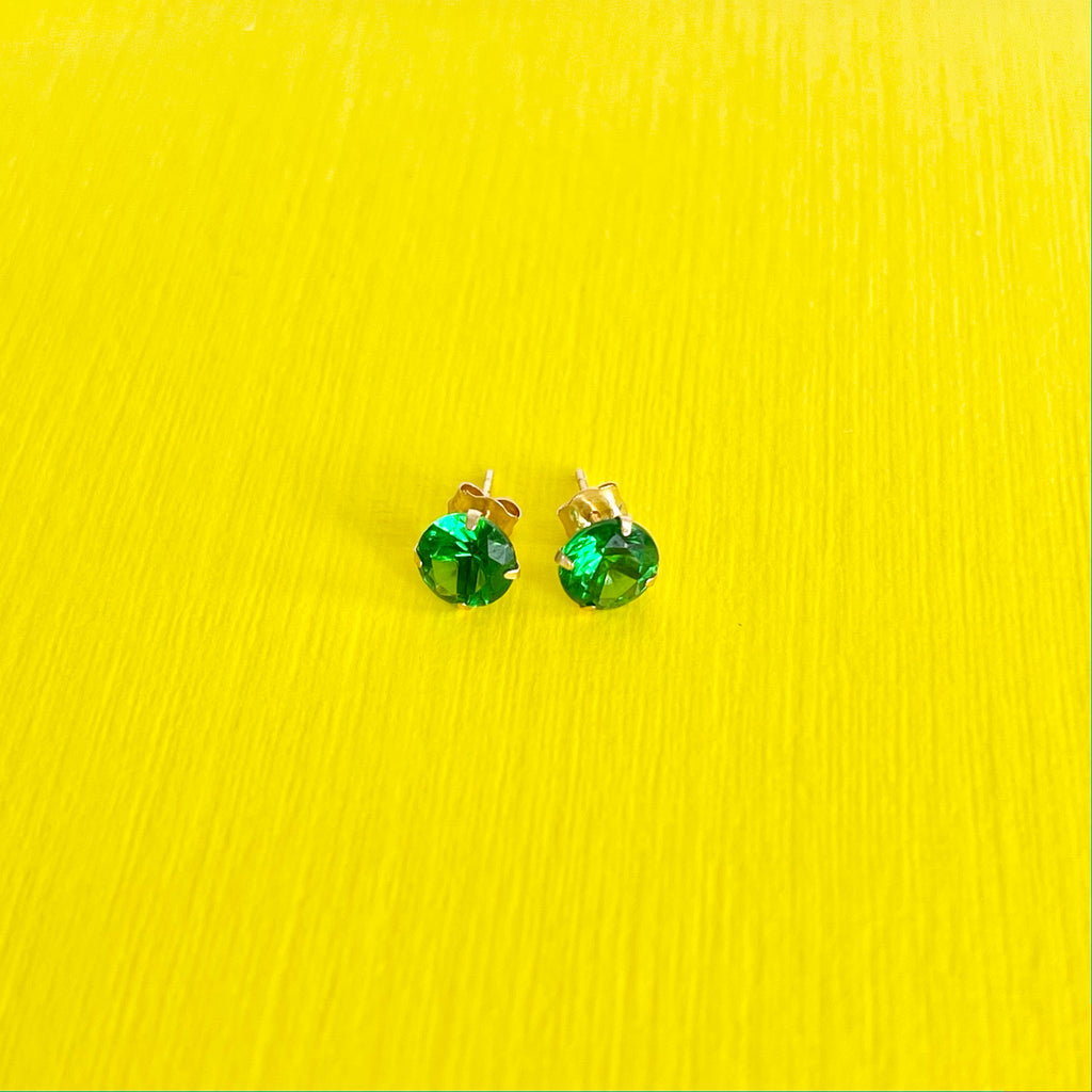 Emerald Stud Earrings: May Birthstone 14k Gold Jewelry