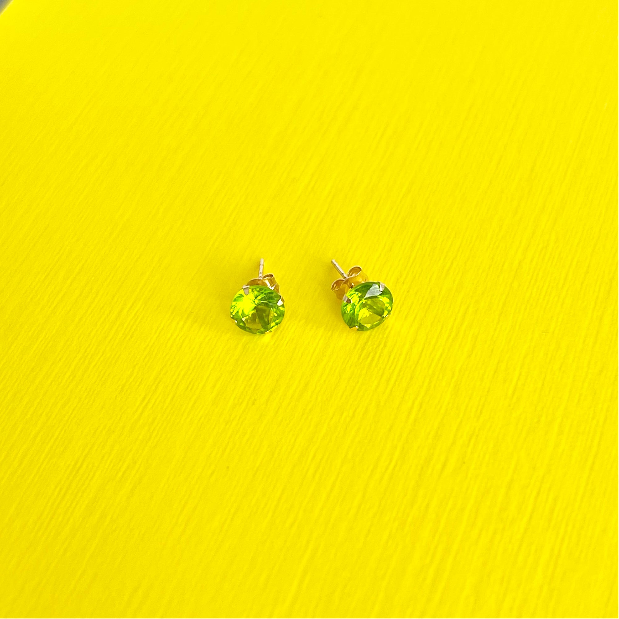 Peridot Stud Earrings: August Birthstone 14k Gold Jewelry