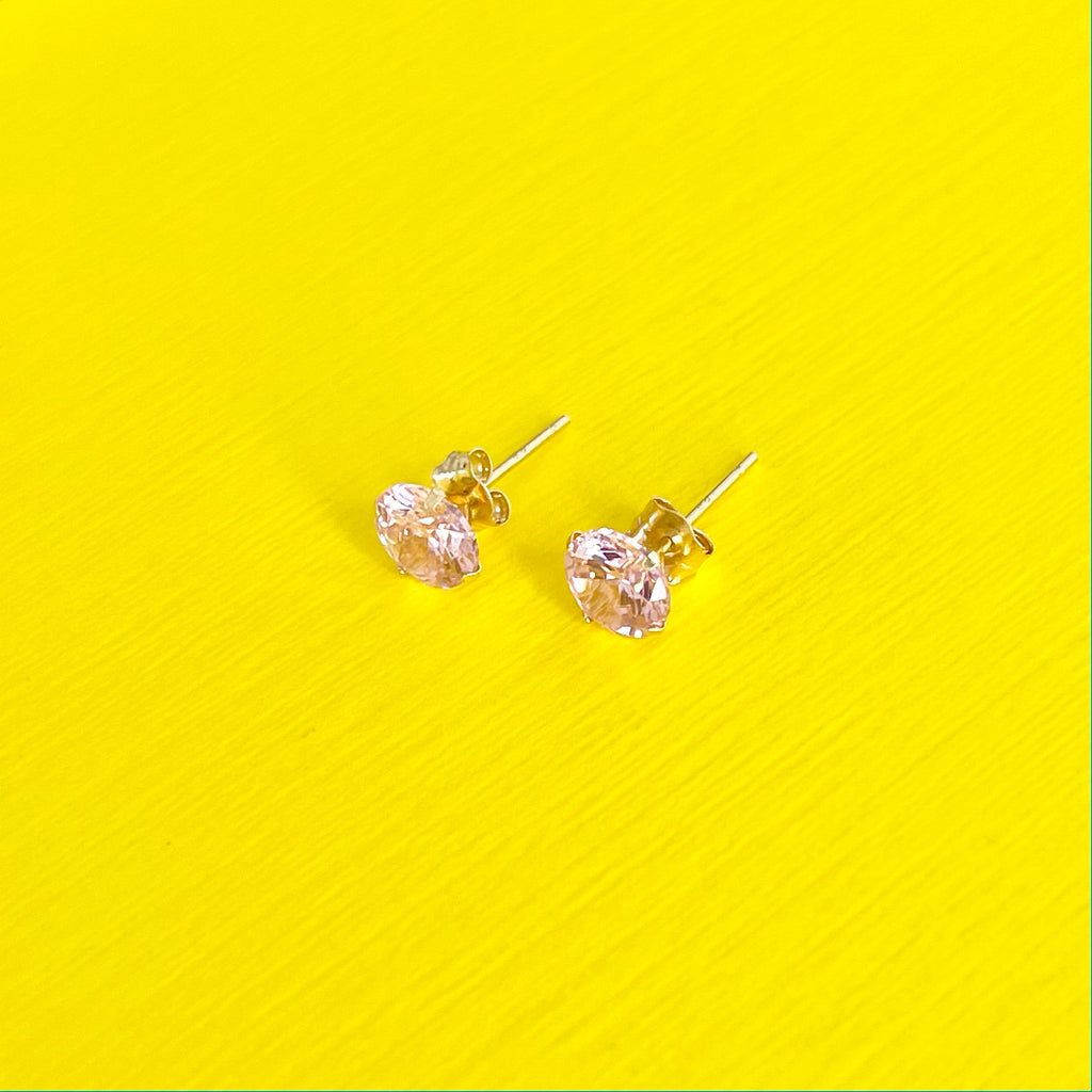 Tourmaline Rose Stud Earrings: October Birthstone 14k Gold Jewelry