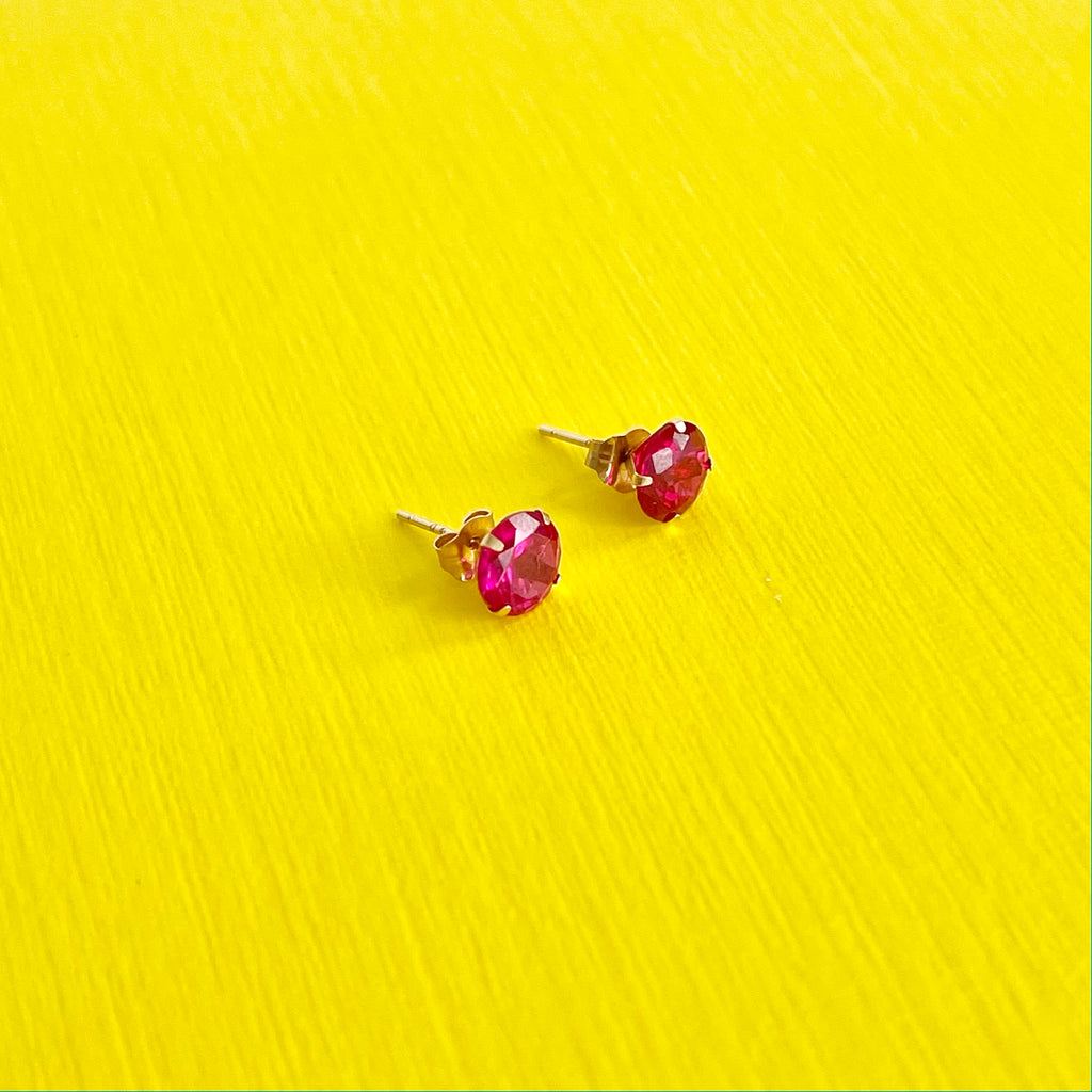 Ruby Stud Earrings: July Birthstone 14k Gold Jewelry