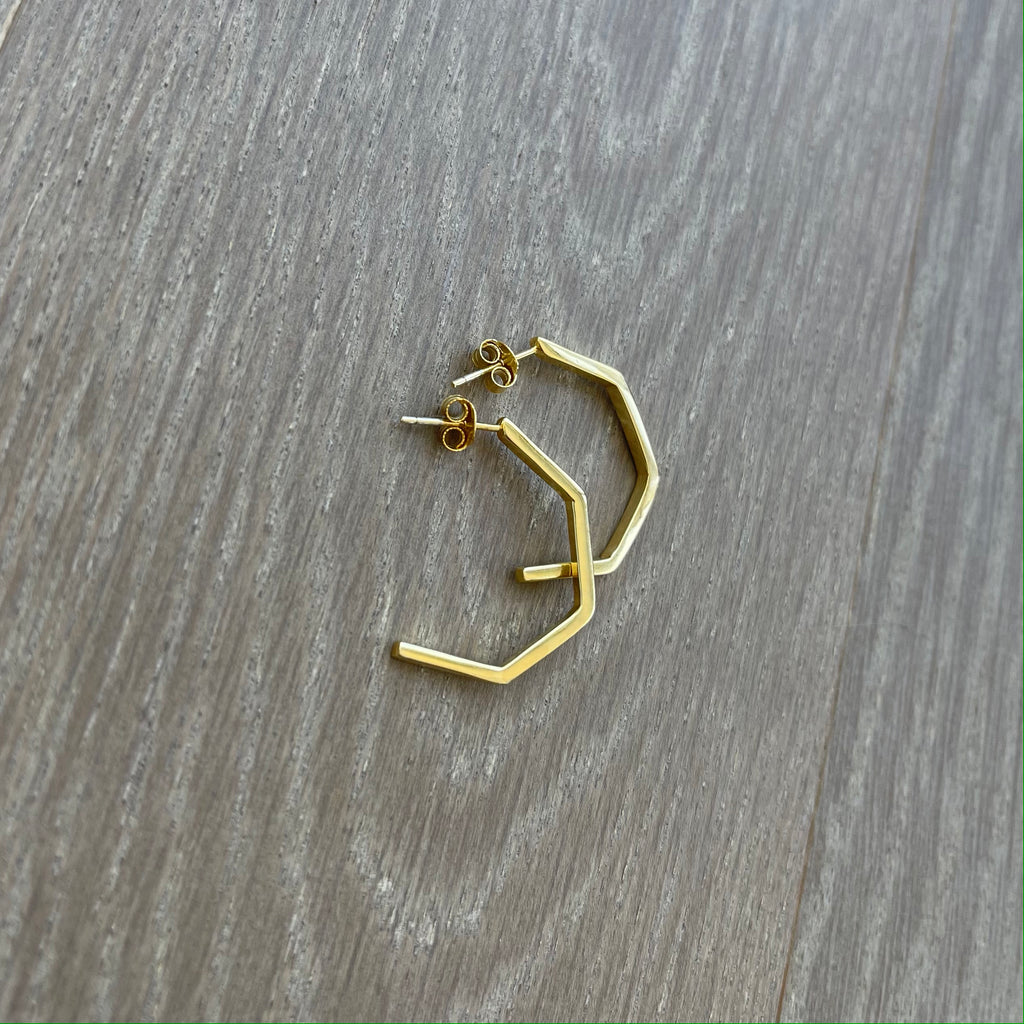 Gold Hoop Earrings with a Hive Design: 30mm