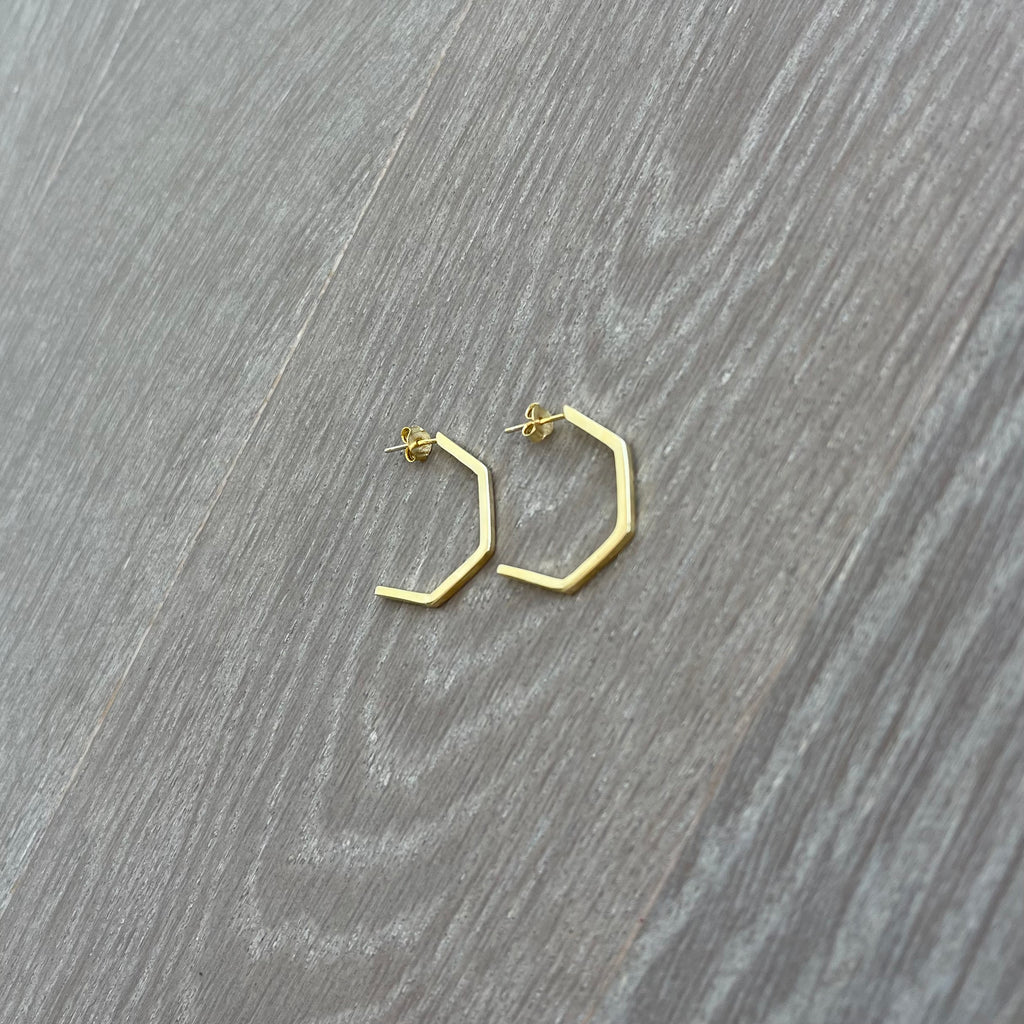 Gold Hoop Earrings with a Hive Design: 30mm