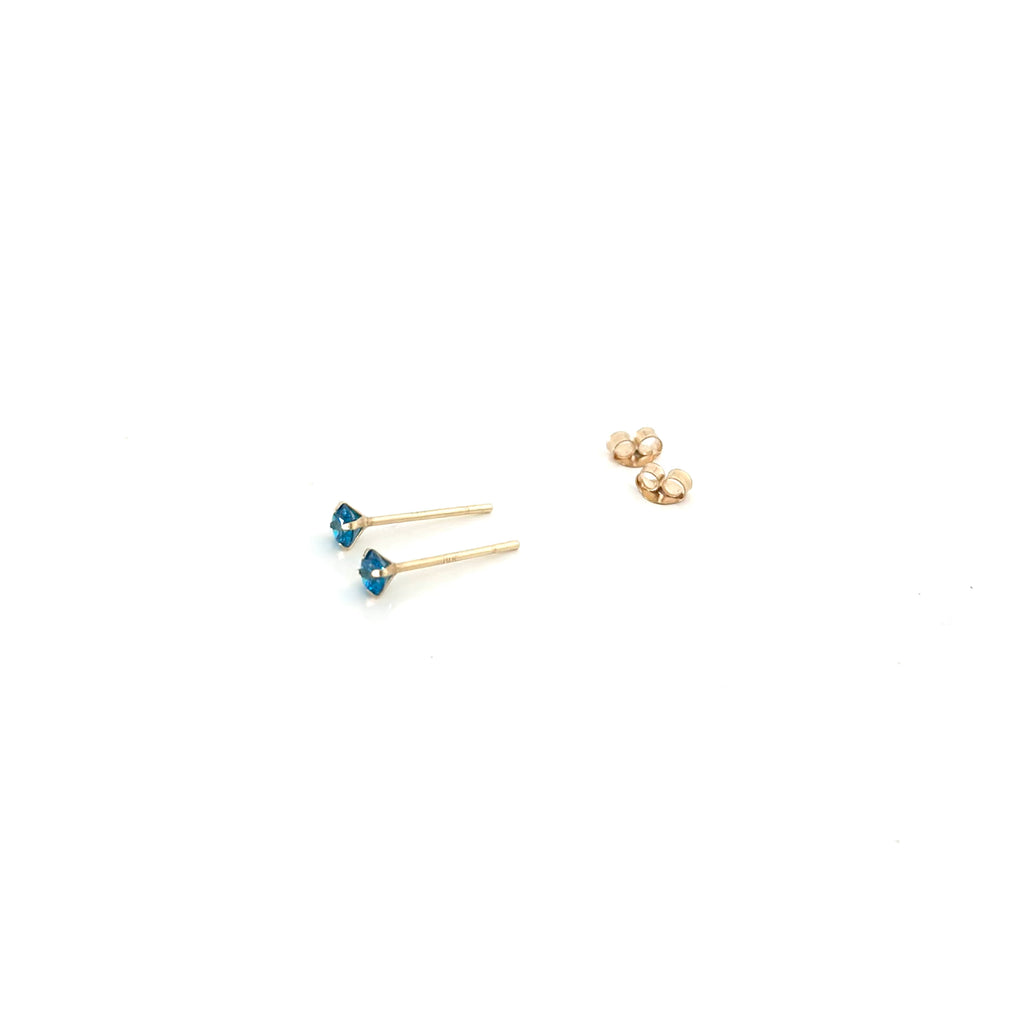 December Birthstone Blue Topaz Stud Earrings: 14k Yellow Gold