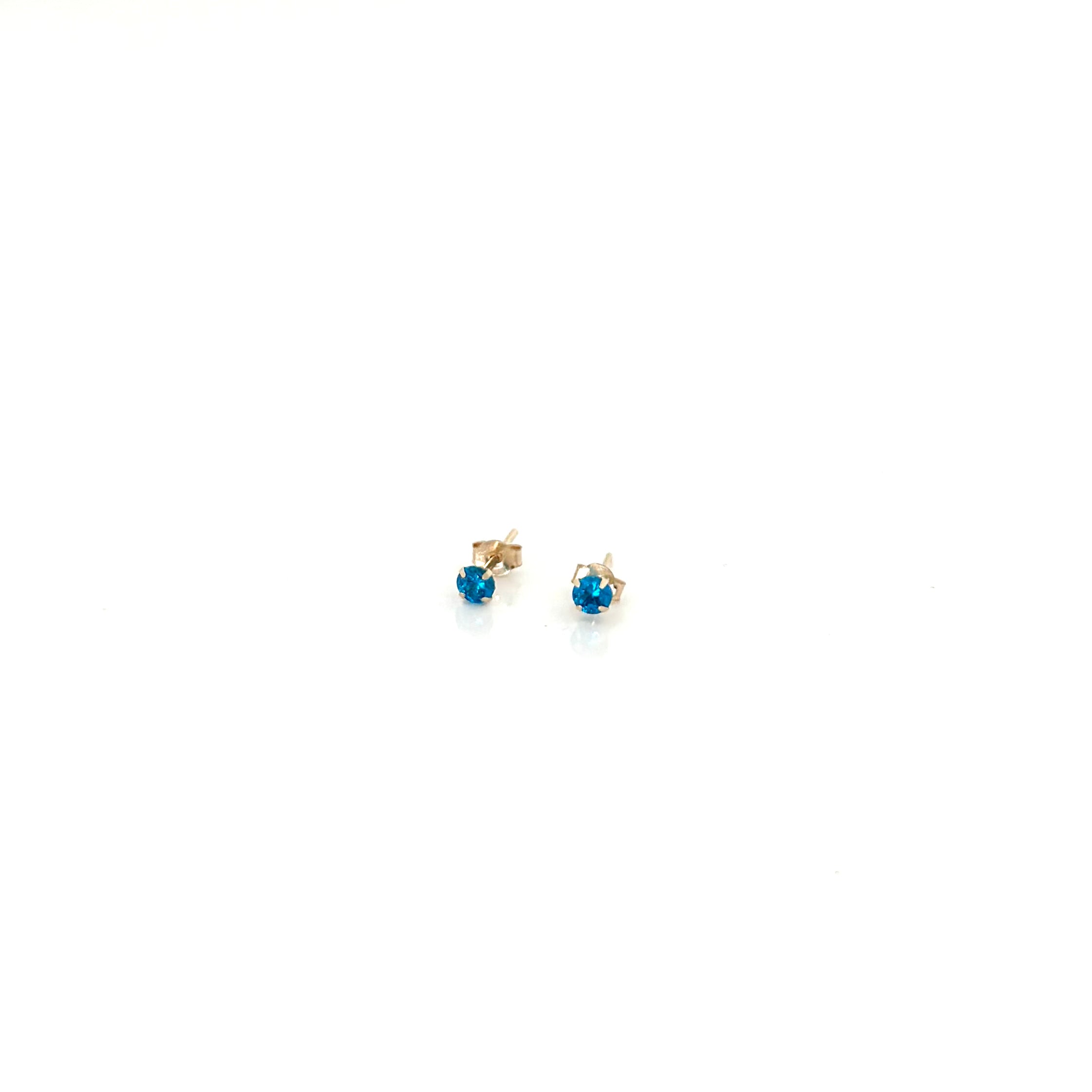 December Birthstone Blue Topaz Stud Earrings: 14k Yellow Gold