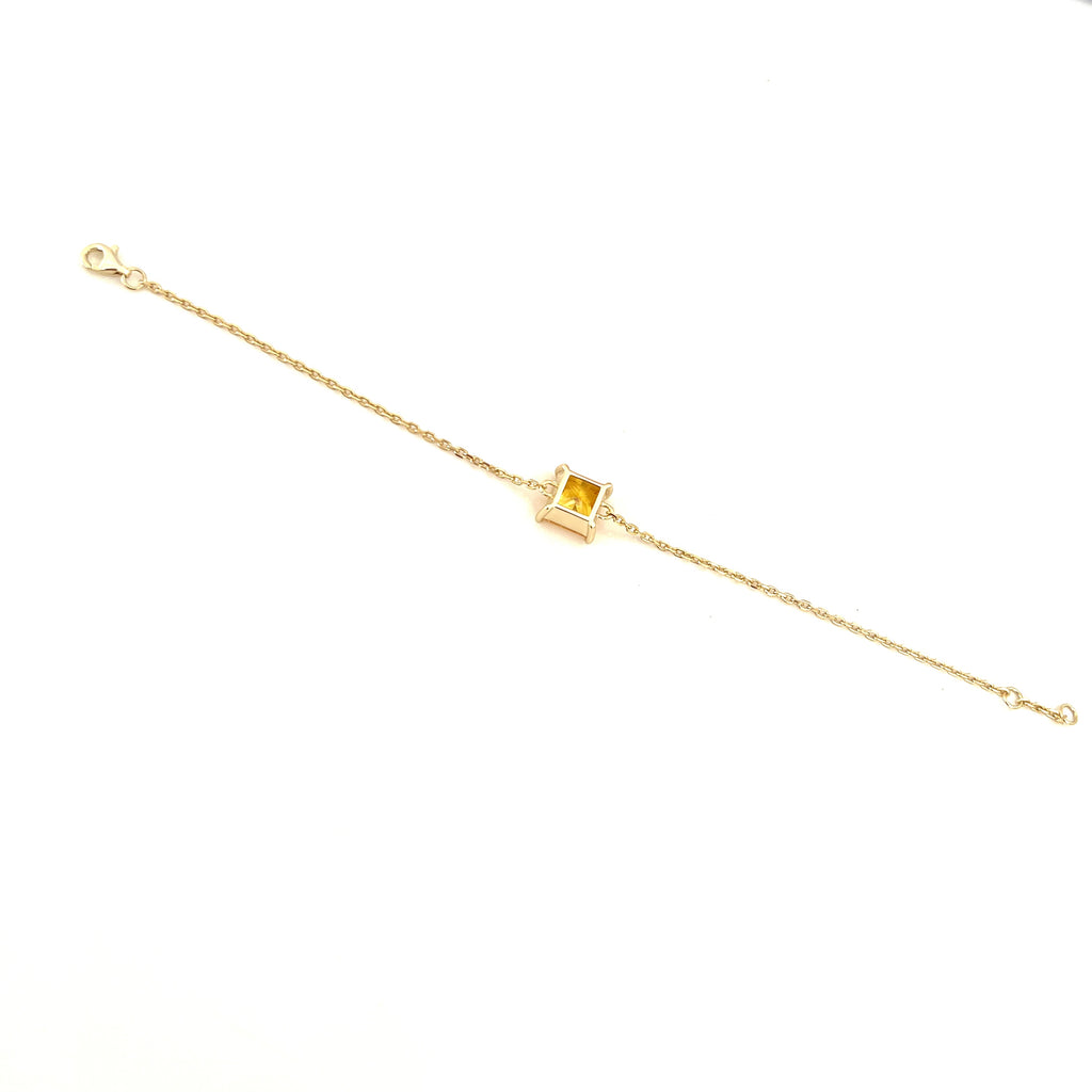 Yellow Topaz Gold Link Chain Bracelet: November Birthstone