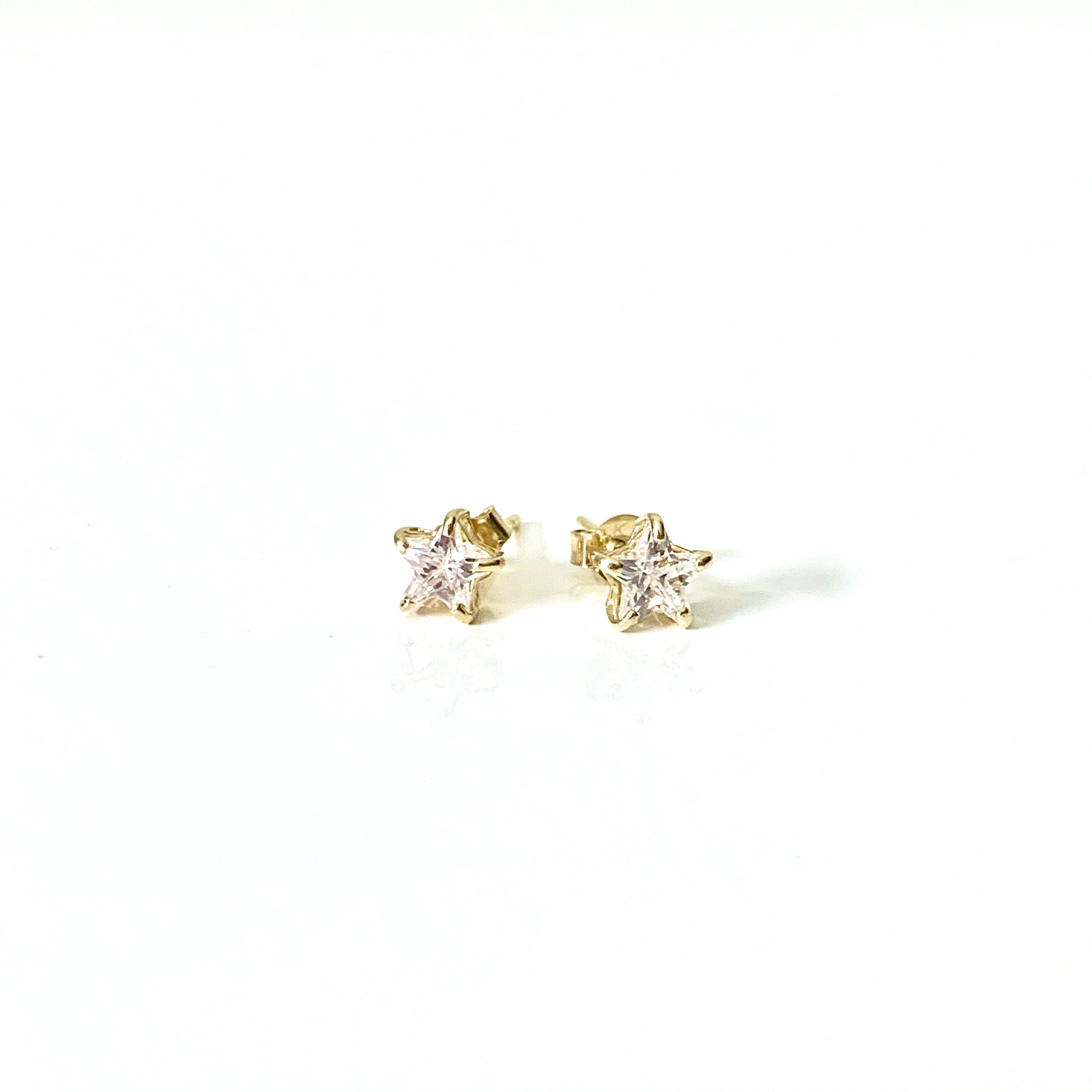 Star Stud Earrings Stud: 14k Gold with Crystals