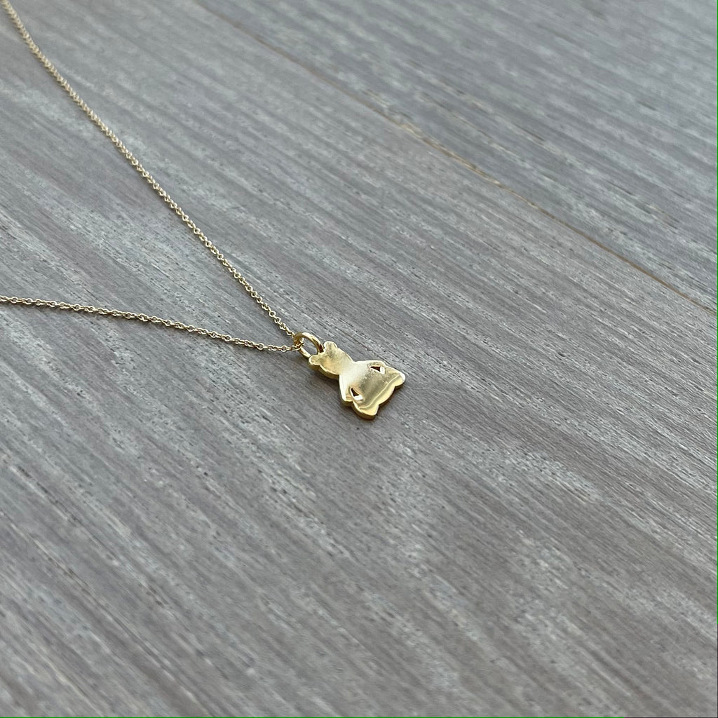Gold Plated Gold Teddy Bear Pendant with Necklace